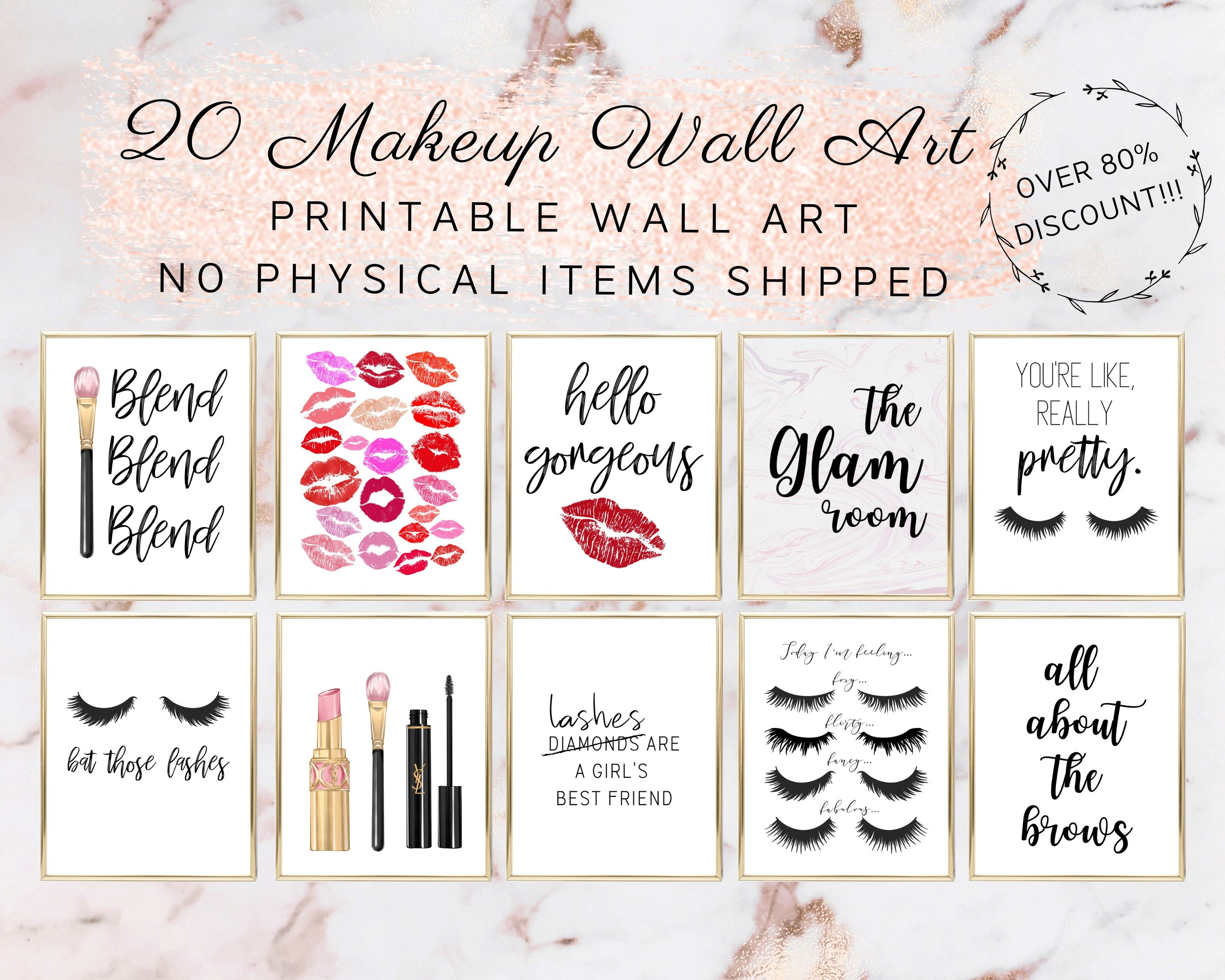 Makeup Wall Art Wall Art Bundle Makeup Printables Vanity Etsy