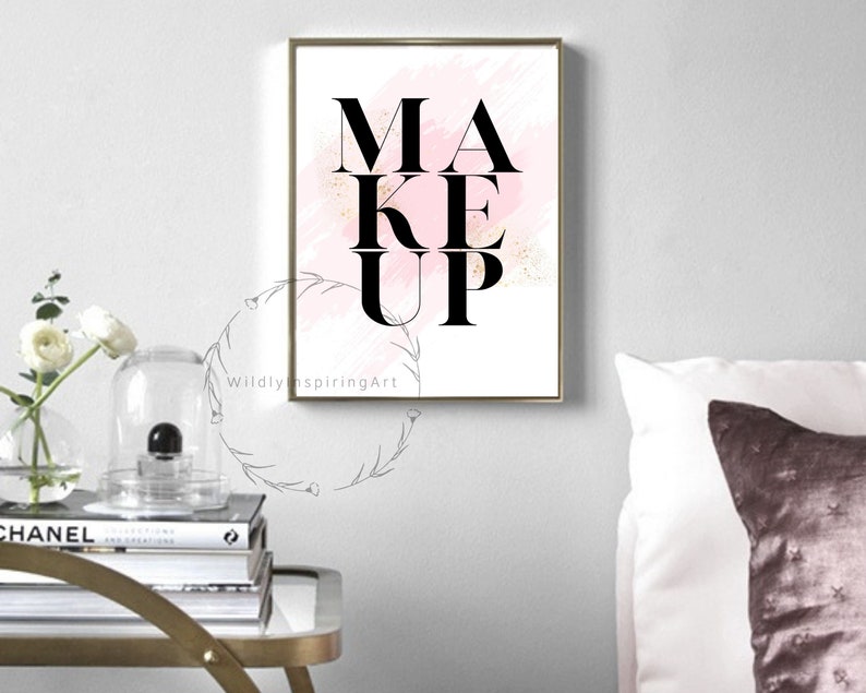Makeup Print Watercolor Makeup Sign Makeup Wall Art Makeup | Etsy