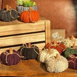 Set of three, crochet pumpkins, Farmhouse pumpkins, rustic pumpkins, pumpkin decor, holiday decorations, fall decor, Halloween pumpkins