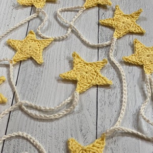 Crocheted Garland, Dorm room, Rustic decoration, Handmade garland, holiday decoration, country decor, unique gift, home decor, Star, college