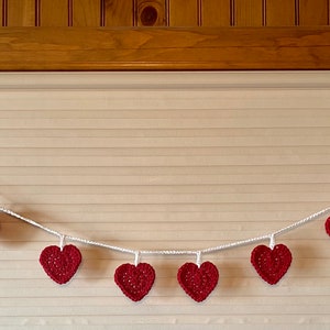 Crocheted Garland, Rustic decoration, Handmade garland, holiday decoration, country decor, valentines gift, home decor, heart