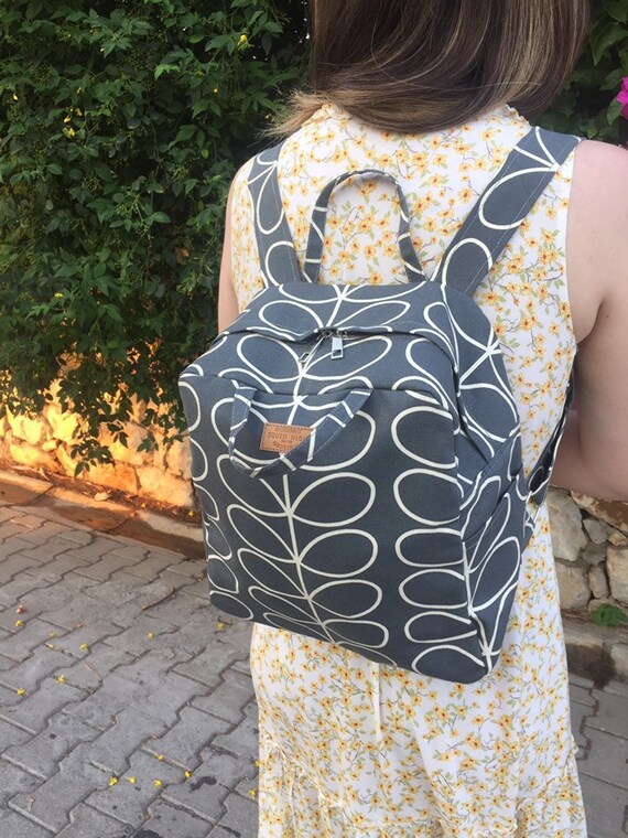 Orla Kiely Grey Stem Fabric Backpack Mini Backpack Casual Etsy Orla Kiely Grey Stem Fabric Backpack Mini Backpack Casual Etsy
