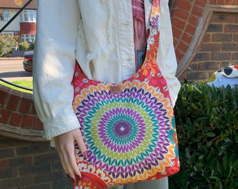Mandala design Fabric made Shoulder Crossbody Bag, Unique bag