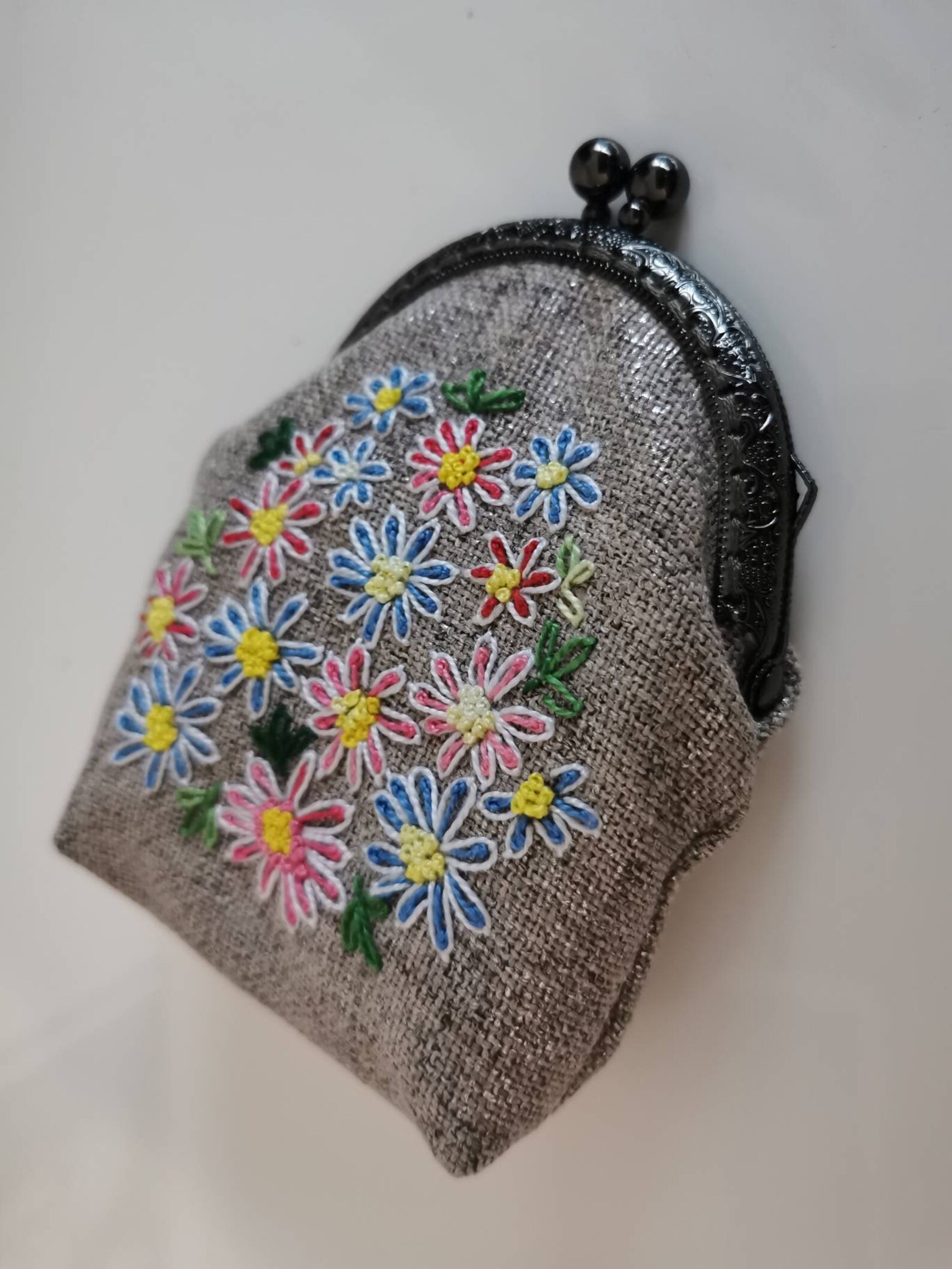 Hand embroidered coin purse handmade purse Victorian baroque Etsy