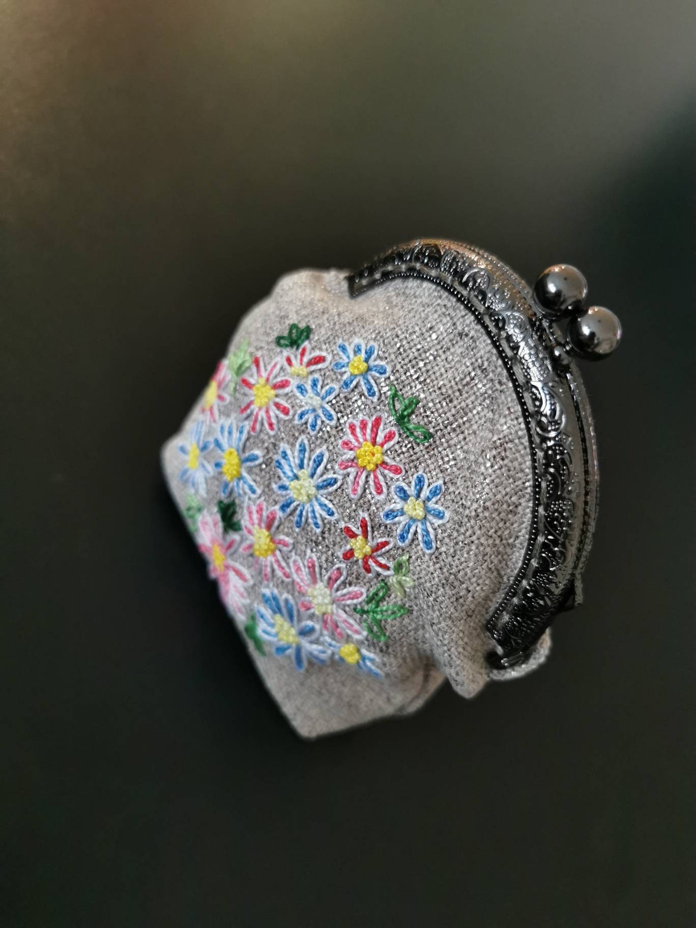 Hand embroidered coin purse handmade purse Victorian baroque Etsy