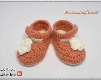Crochet Baby Strap Booties Pattern | 2 different sizes from 0-6 months | Crochet Pattern | Flower Pattern Included
