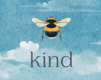 Bee-Themed Affirmation Card - "I Can Bee Kind" - Positive Message - Digital Download