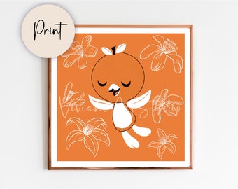 Orange Bird Inspired Print | Happy and Colorful Print | Vintage Orange Bird | Disney Inspired Print