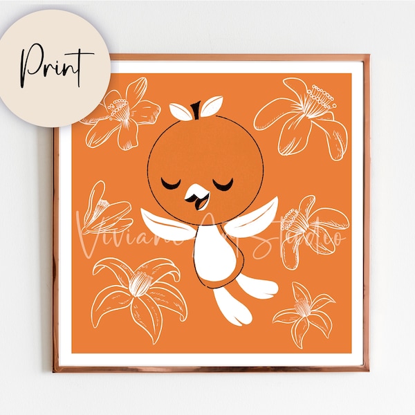 Orange Bird Inspired Print | Happy and Colorful Print | Vintage Orange Bird | Disney Inspired Print