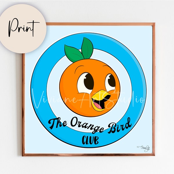 Orange Bird Club Art Print | Colorful Disney Inspired Print | Disney Happy Print | Orange Bird Lovers | Sunshine Tree Terrace