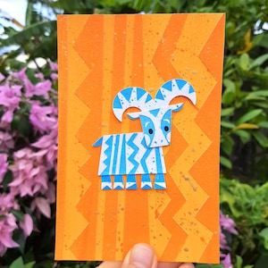 Arte ritagliata su carta ispirata a una capra a cinque zampe (4x6 pollici) / Arte ritagliata su carta fatta a mano ispirata a Walt Disney World / Arte ispirata a Mary Blair