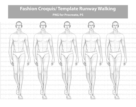 Fully Rendered Male Fashion Figure Illustration V3 Front Walking -  Designers Nexus
