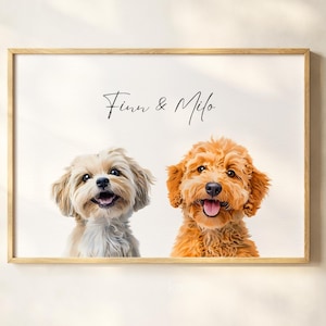 Custom Multiple Pet Portrait Using Pet Photo Personalized Digital Dog Portraits Cat Portraits Custom Dog Portraits Custom Pet Art Pet Print