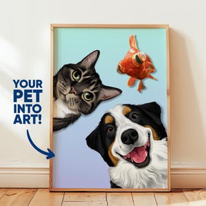 Three Pet Portrait from Photo | Multiple Pet Portrtait | Dog Portrait Custom Cat Portrait Digital Pet Portrait Custom Dog Gift Dog Mom Gift