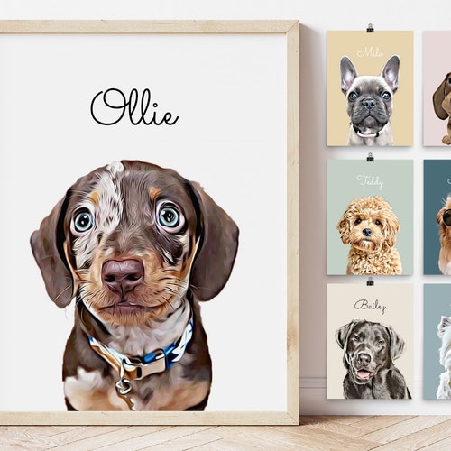 Pet Portrait Custom Dog Wall Art Printable DIGITAL Download Etsy