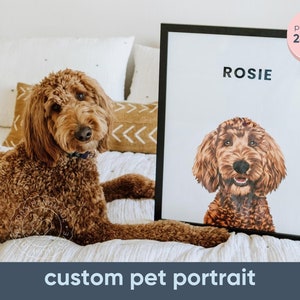 Custom Pet Portrait Framed Custom Dog Portrait Digital Dog Art Pet Portrait Custom Pet Loss Gifts WORLDWIDE Shipping Available image 1