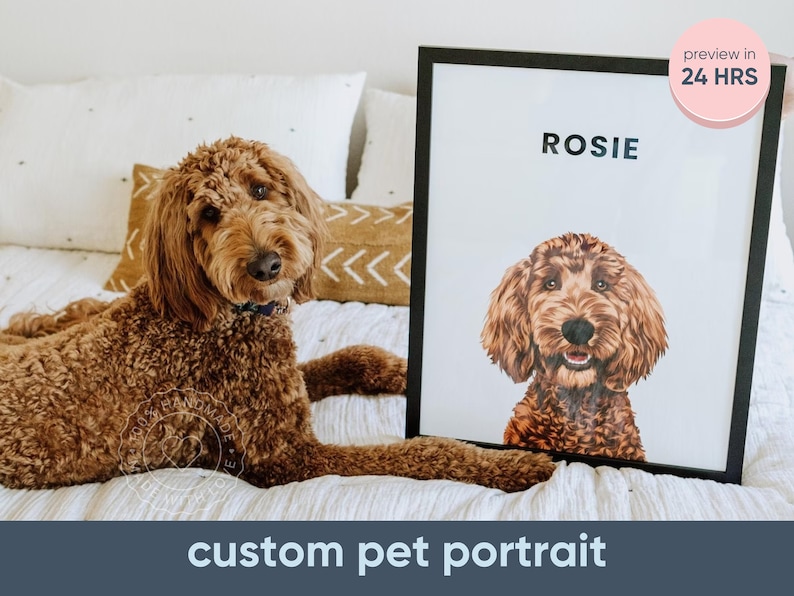 Custom Pet Portrait Framed Custom Dog Portrait Digital Dog Art Pet Portrait Custom Pet Loss Gifts WORLDWIDE Shipping Available image 1