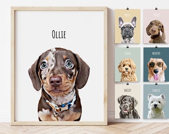 Custom Pet Portrait from Photo PRINTABLE Wall Art Personalized Dog Wall Art Dog Portrait Gift for Dog Mom Dad Owner DIGITAL DOWNLOAD