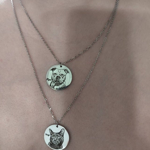 Engraved Dog Photo Necklace Personalized Dog Necklace | Etsy