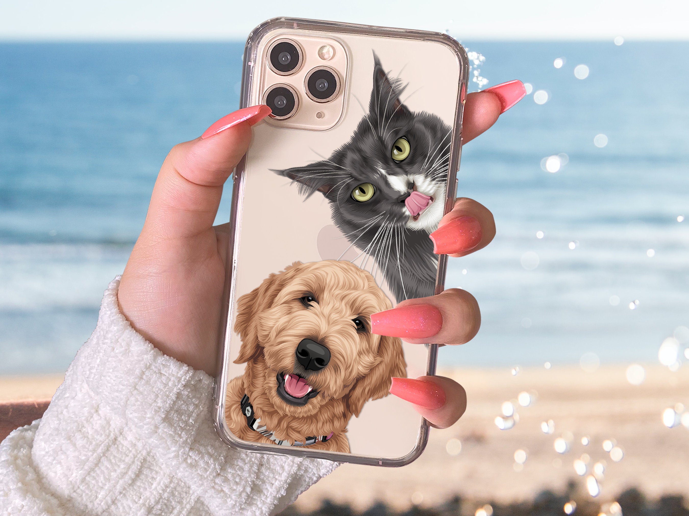 Custom Pet Portrait IPHONE 14 CLEAR CASE Gift for Dog Lover Etsy