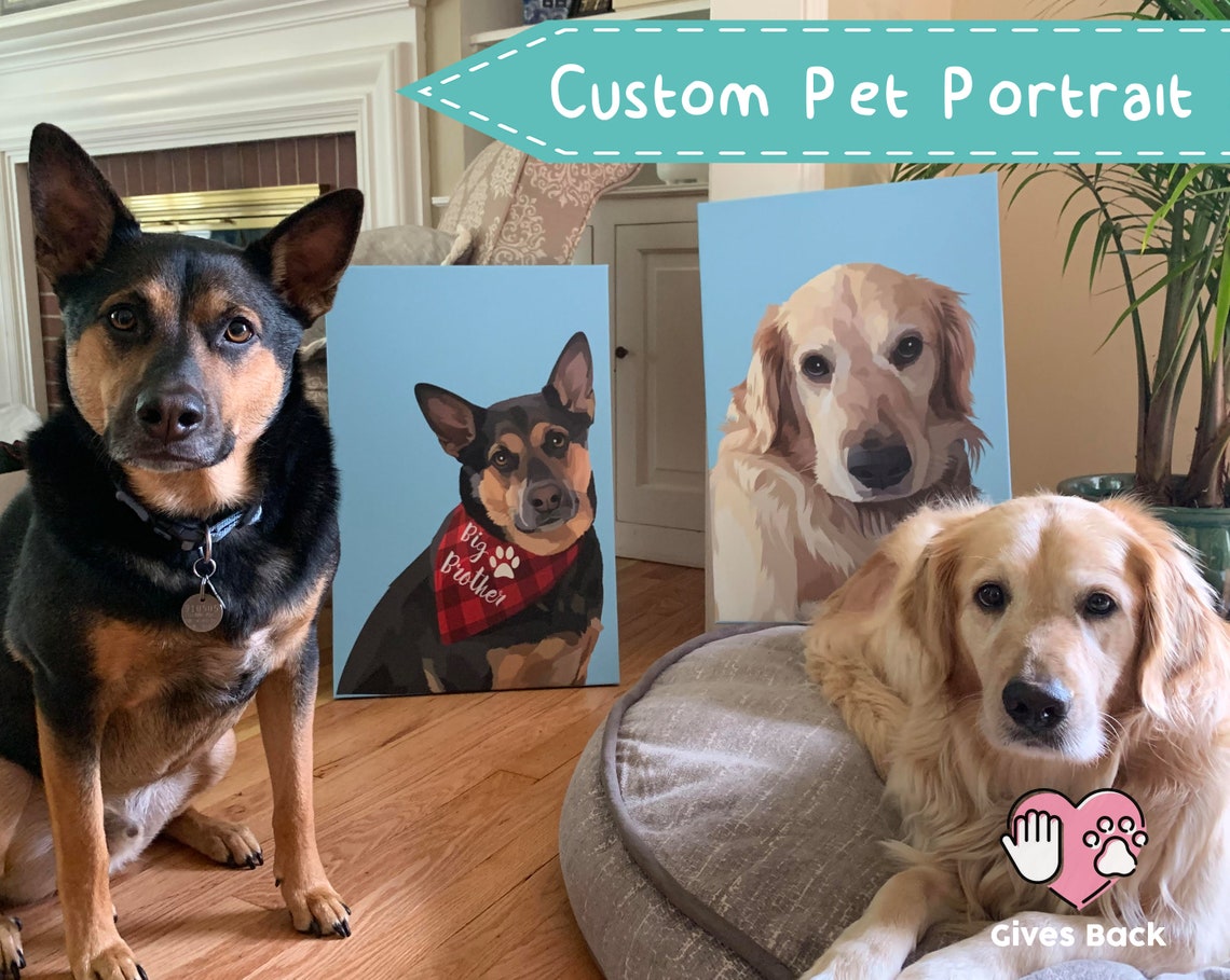 Custom Pet Canvas Custom Dog Canvas Pet Portrait Canvas Etsy