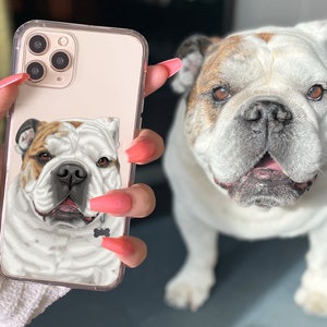 Custom Pet Portrait iPhone 15 CLEAR CASE Gift for dog lover Dog gift ideas iPhone 15 Pro Max Custom Transparent Case Pet Illustration image 3