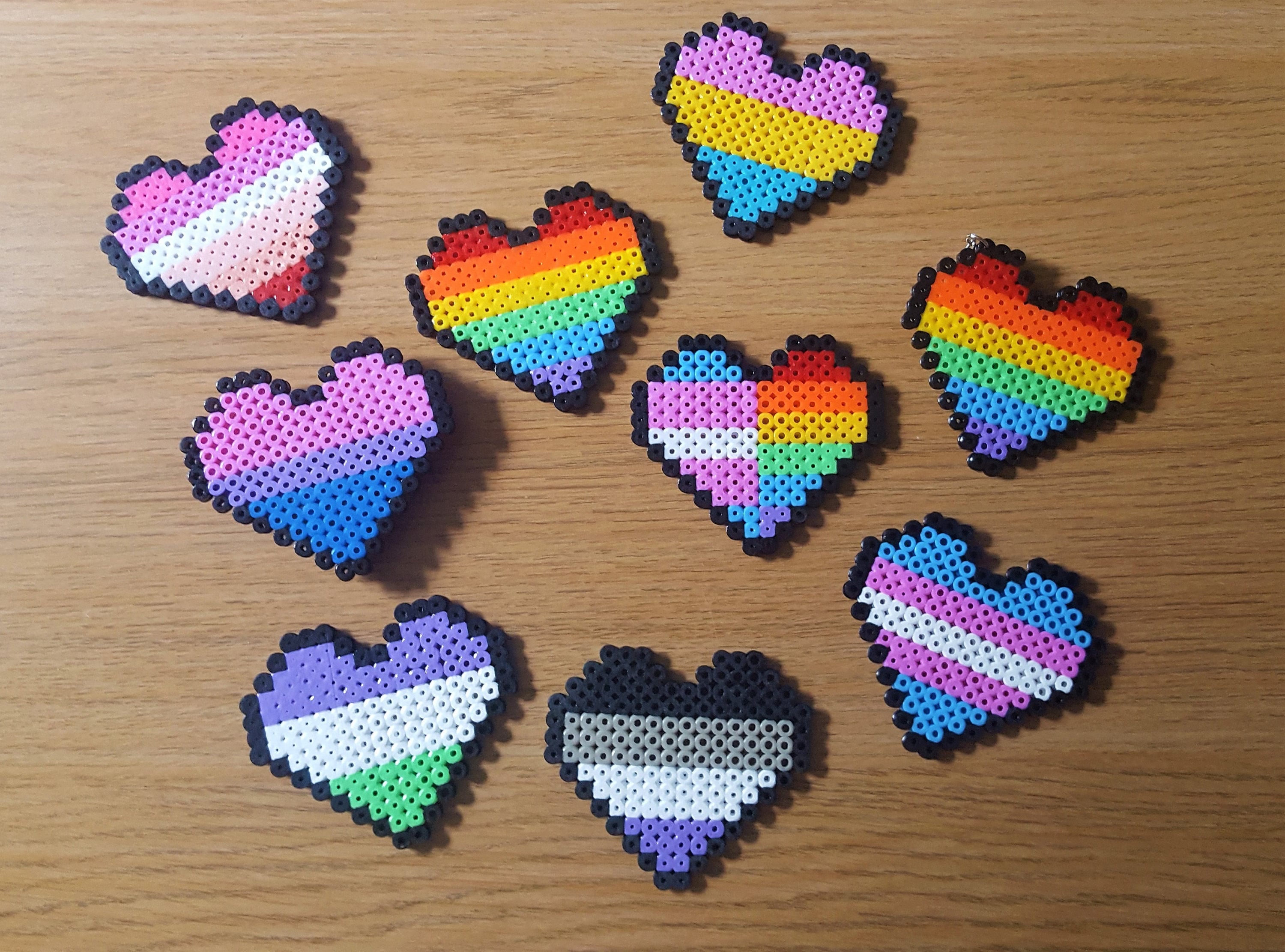Heart-Shape Pin-Back or Magnet Buttons Sexuality Spectrum Pride Pixel Paint Swatches