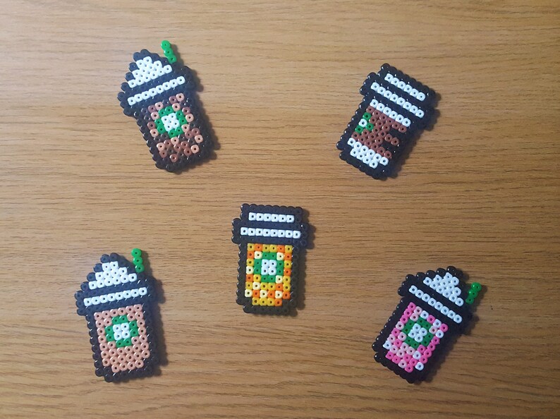 Starbucks Coffee pixel art keychain badge phone charm Etsy