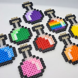 Pixel 8-bit Potion Bottles Magnet Keychain Badge Phone Charms Colourful ...