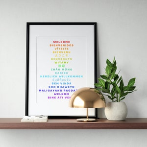 Rainbow Welcome Print, Multi-language, Inclusion, lgbtq, lgbt, queer, bienvenidos
