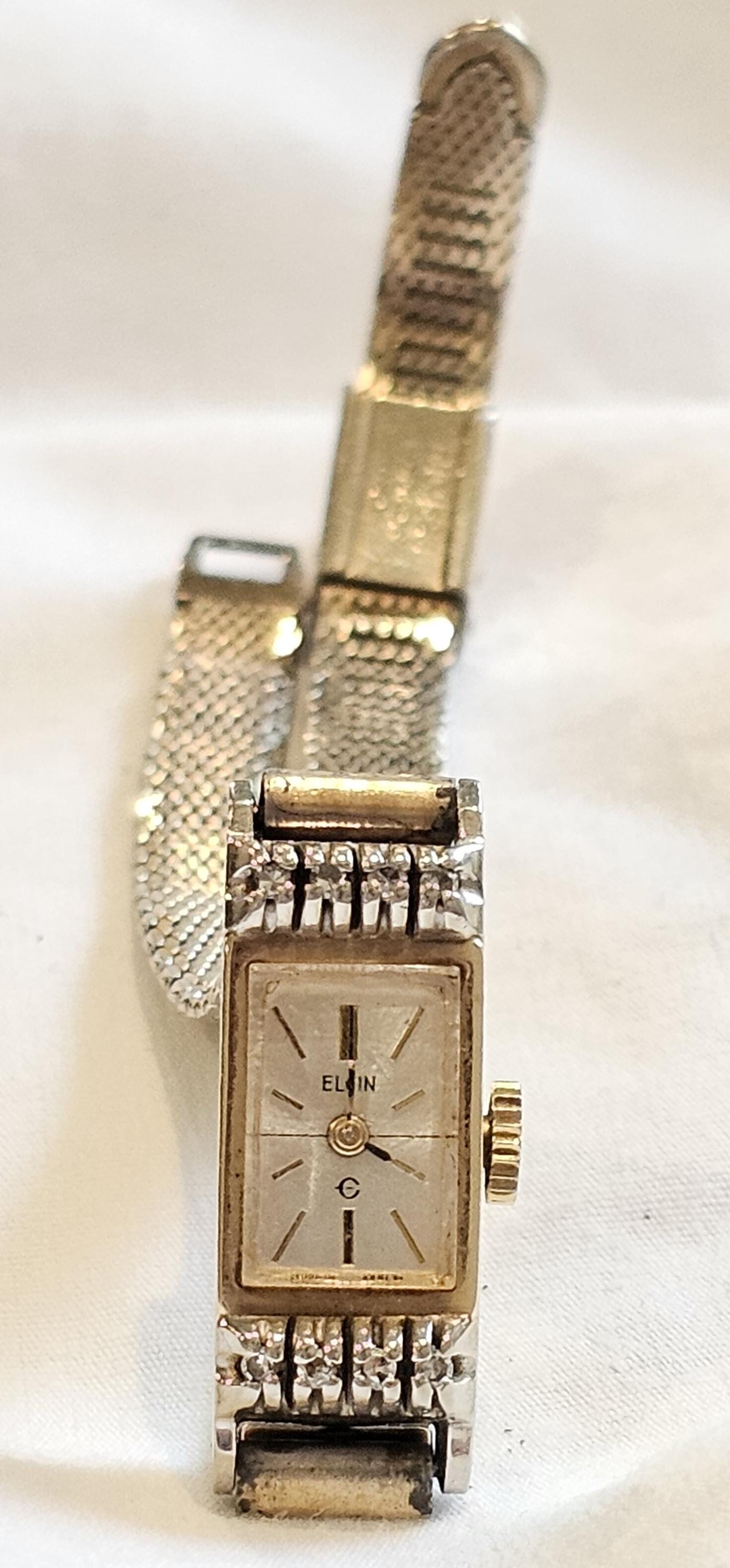 Vintage Ladies Elgin 10K Gold Case With Diamonds Watch - Etsy display picture 1
