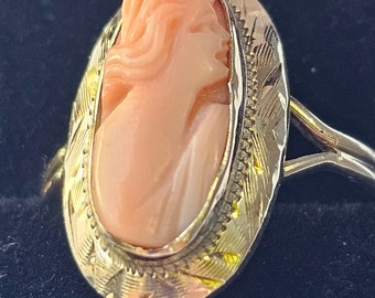 Antique Coral Cameo Ring