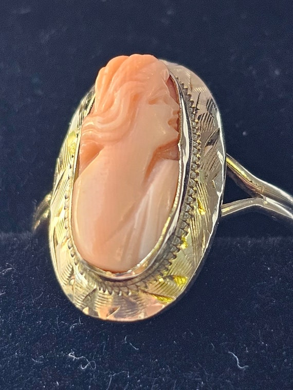 Antique Coral Cameo Ring