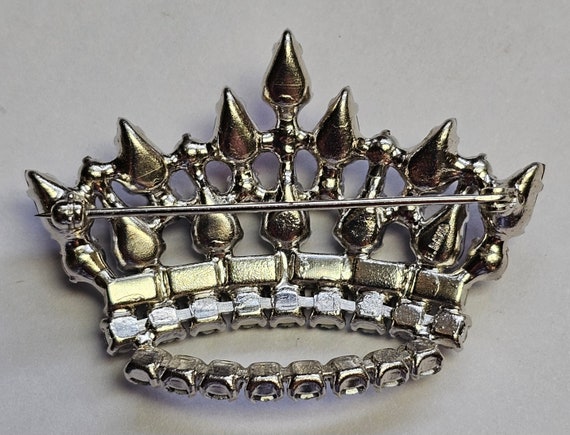 Vintage B David Crown Rhinestone Brooch - image 5