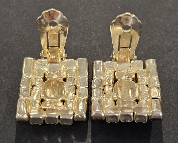 Vintage Emerald Green Rectangular Rhinestone Clip… - image 8