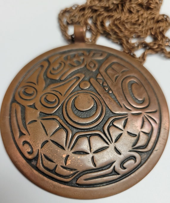 Vintage Round Solid Copper Trading Native Whale C… - image 7