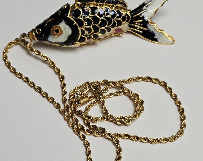 Antique Cloisonne Enamel Articulated Fish Pendant Necklace - Etsy