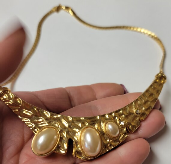 Vintage Park Lane Gold Tone and Faux Pearl Neckla… - image 7