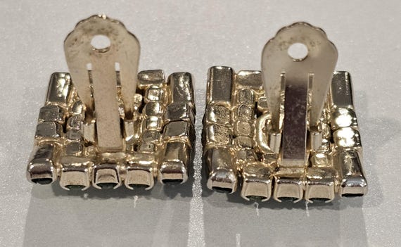 Vintage Emerald Green Rectangular Rhinestone Clip… - image 7