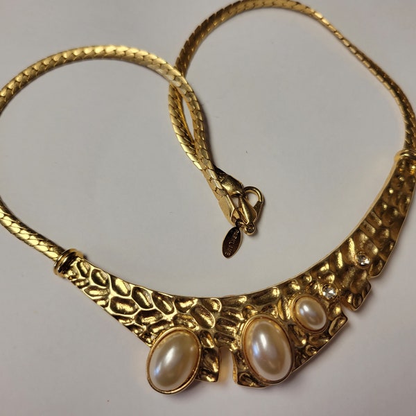 Vintage Park Lane Gold Tone and Faux Pearl Necklace