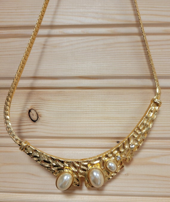 Vintage Park Lane Gold Tone and Faux Pearl Neckla… - image 10