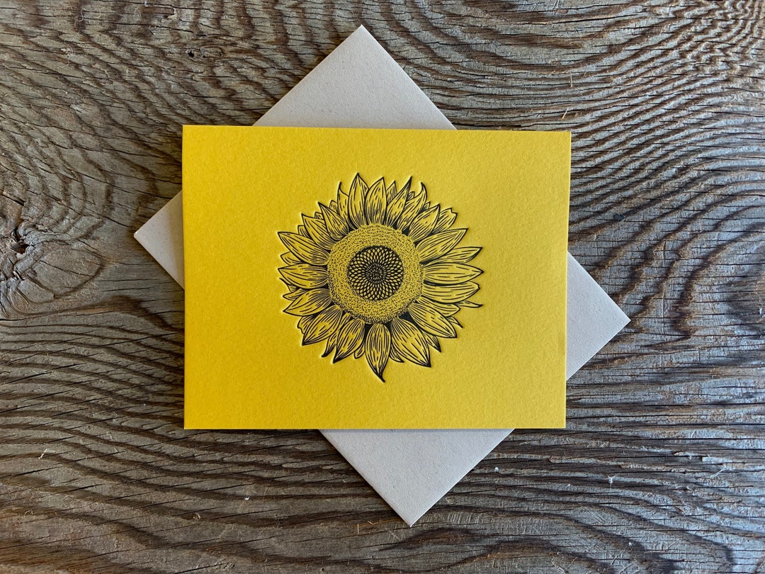 Letterpressed Sunflower Note Card (blank) Pack of 10 - Etsy