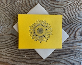 Letterpressed Sunflower Note Card (Blank) Pack of 10