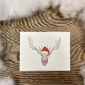 Letterpressed Holiday Reindeer Note Cards pack of 8