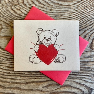 Met boekdruk bedrukte teddybeer Valentijnsdagkaarten, pak van 10