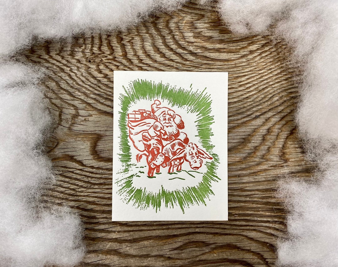 Letterpressed Vintage Santa Note Cards Pack of 8 - Etsy