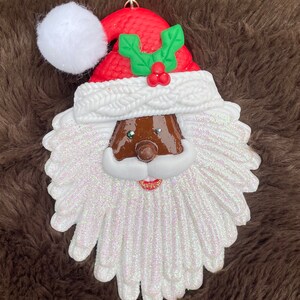African American Santa ornament l  l Black Santa ornament l Black Santa face l Brown Santa l African American Christmas decorations