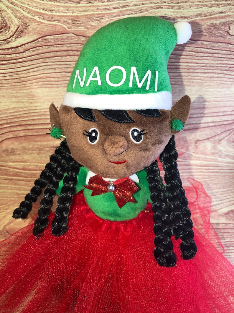 African American Dark Brown Shelf Sitting Elf girl l Black | Etsy