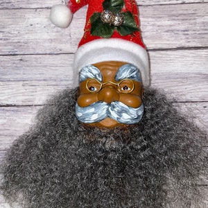 Black Santa ornament l African American Santa ornament brown skinned