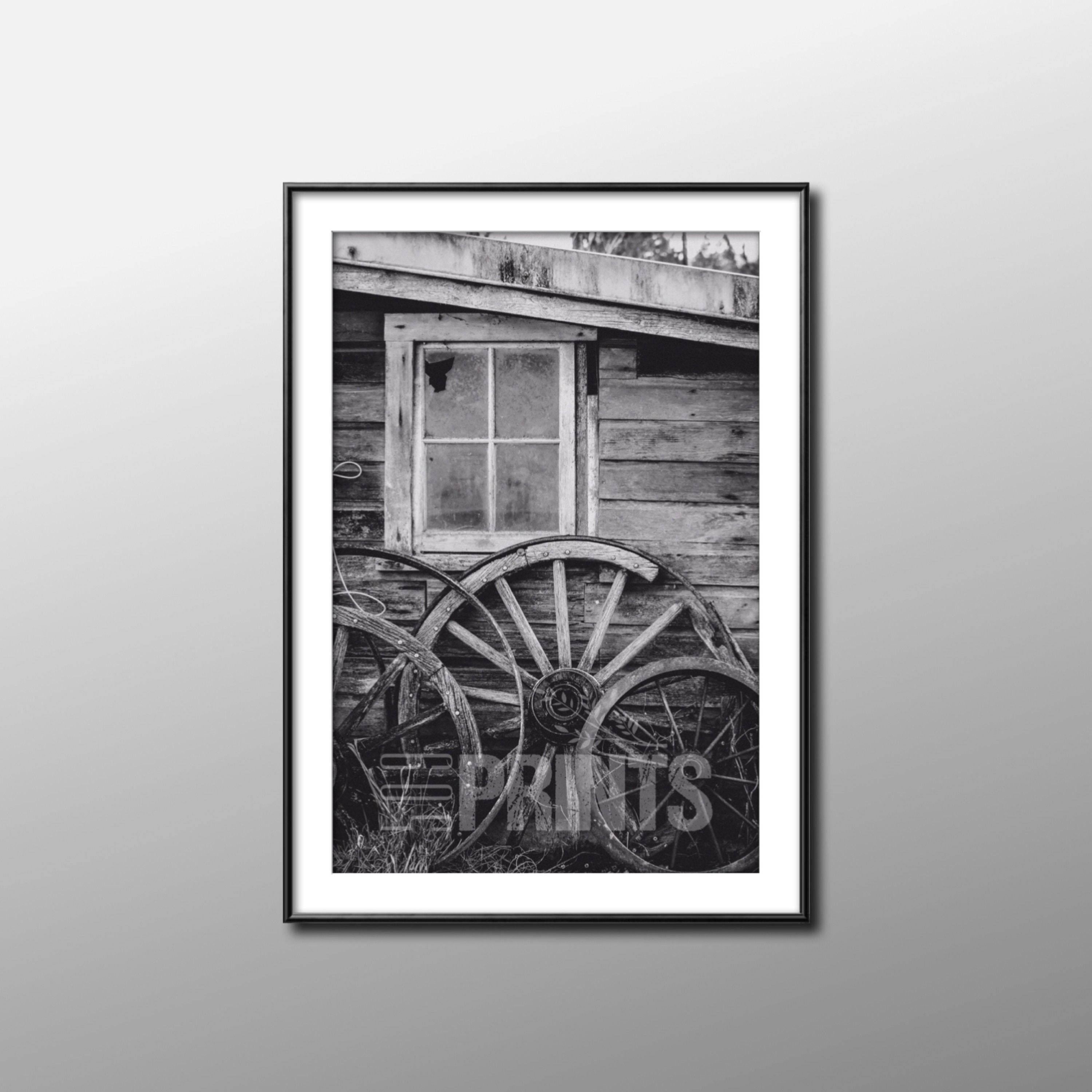 Wagon Wheel Digital Print Black and White Wagon Wheel Print Etsy